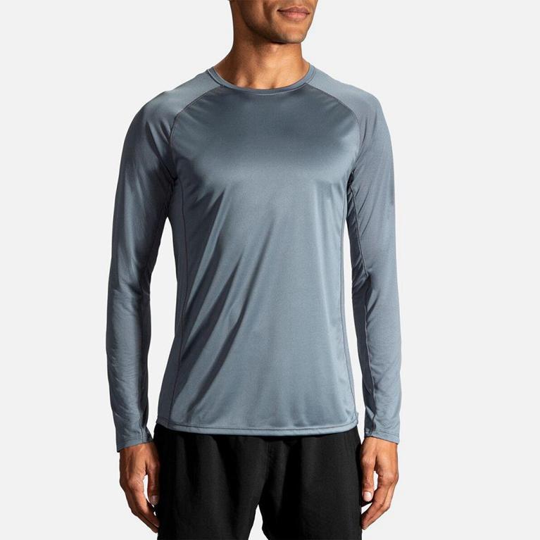 Brooks Men's STEALTH Long Sleeve Running Shirt - Blue - Canada (XUDTI-8025)